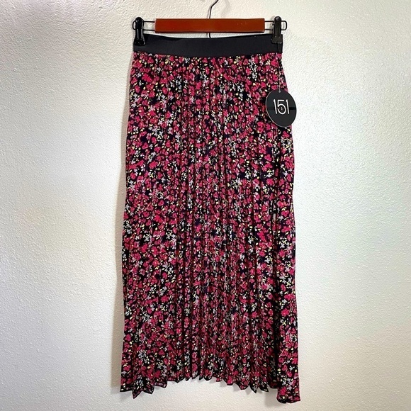 NWT One 5 One floral midi pleated skirt size S - Picture 1 of 8